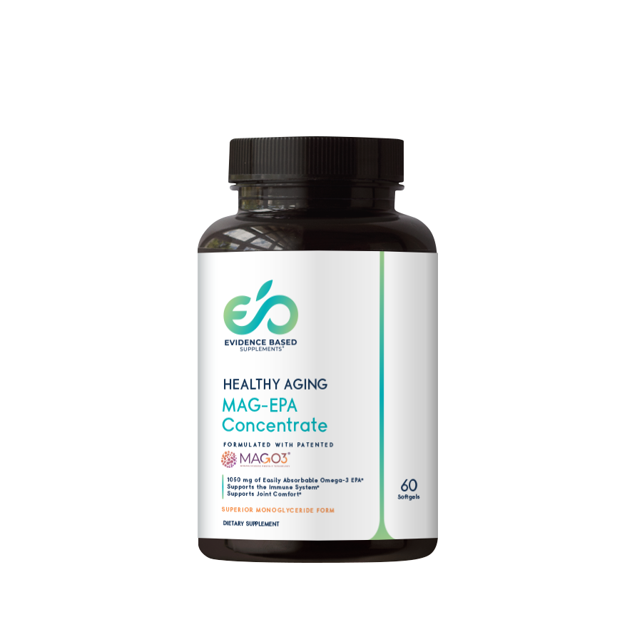 EB Supplements MAG-O3 Healthy Aging MAG-EPA Concentrate Evidence Based EB Supplements MAG-O3 healthy aging MAG-EPA Concentrate monoglyceride omega-3 fish oil supplement product